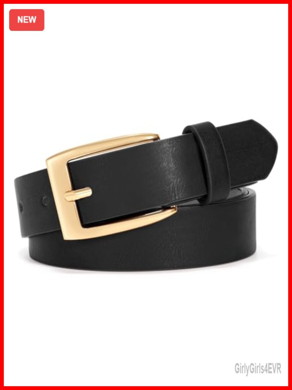 Women's Vintage Faux Leather Belt with Gold Buckle for Jeans Dresses Pants
